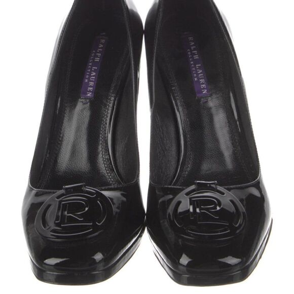 Ralph Lauren Spring ‘14 Tella Black Patent Leather Medallion Vamp Patform Pump - Picture 4 of 16